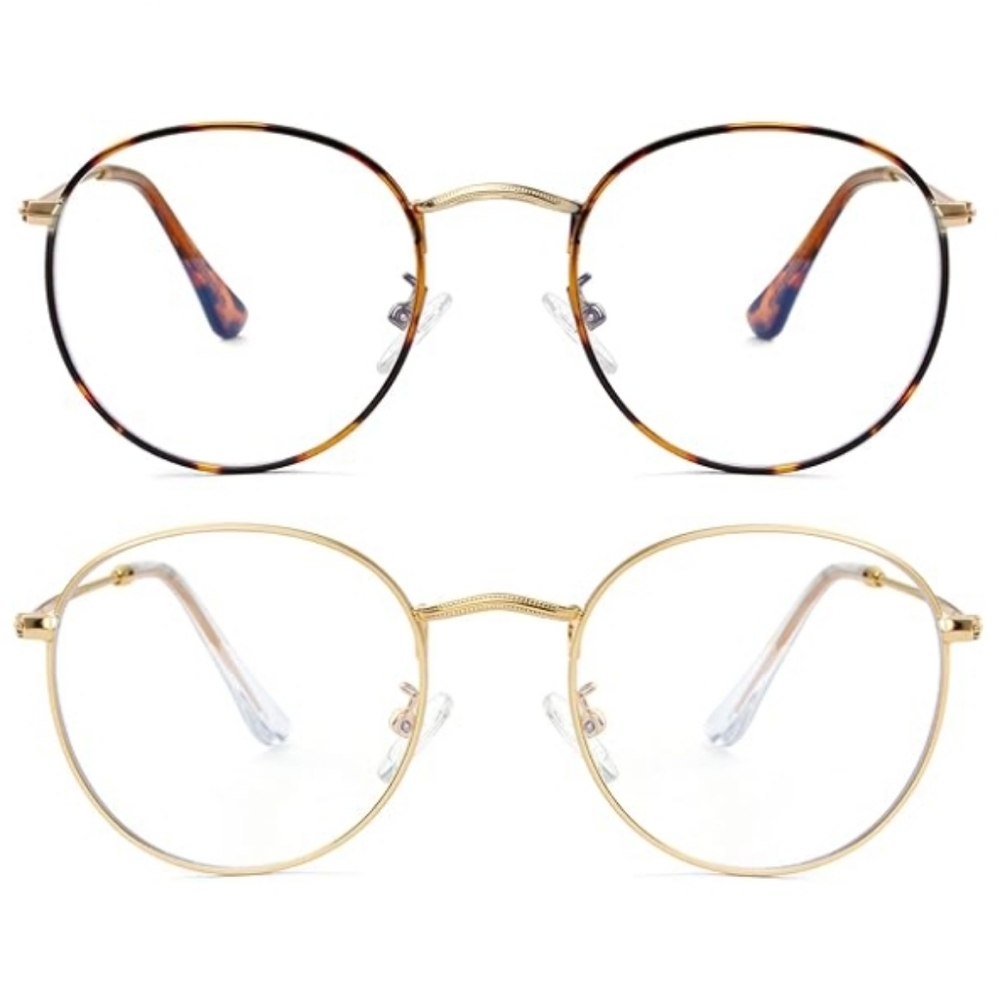 (SET OF 2) Round Blue Light Blocking  Non-Prescription Eyeglasses